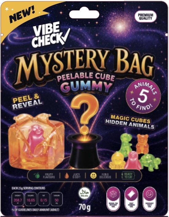 Vibe Check Mystery Bag peelable cube gummy pouch