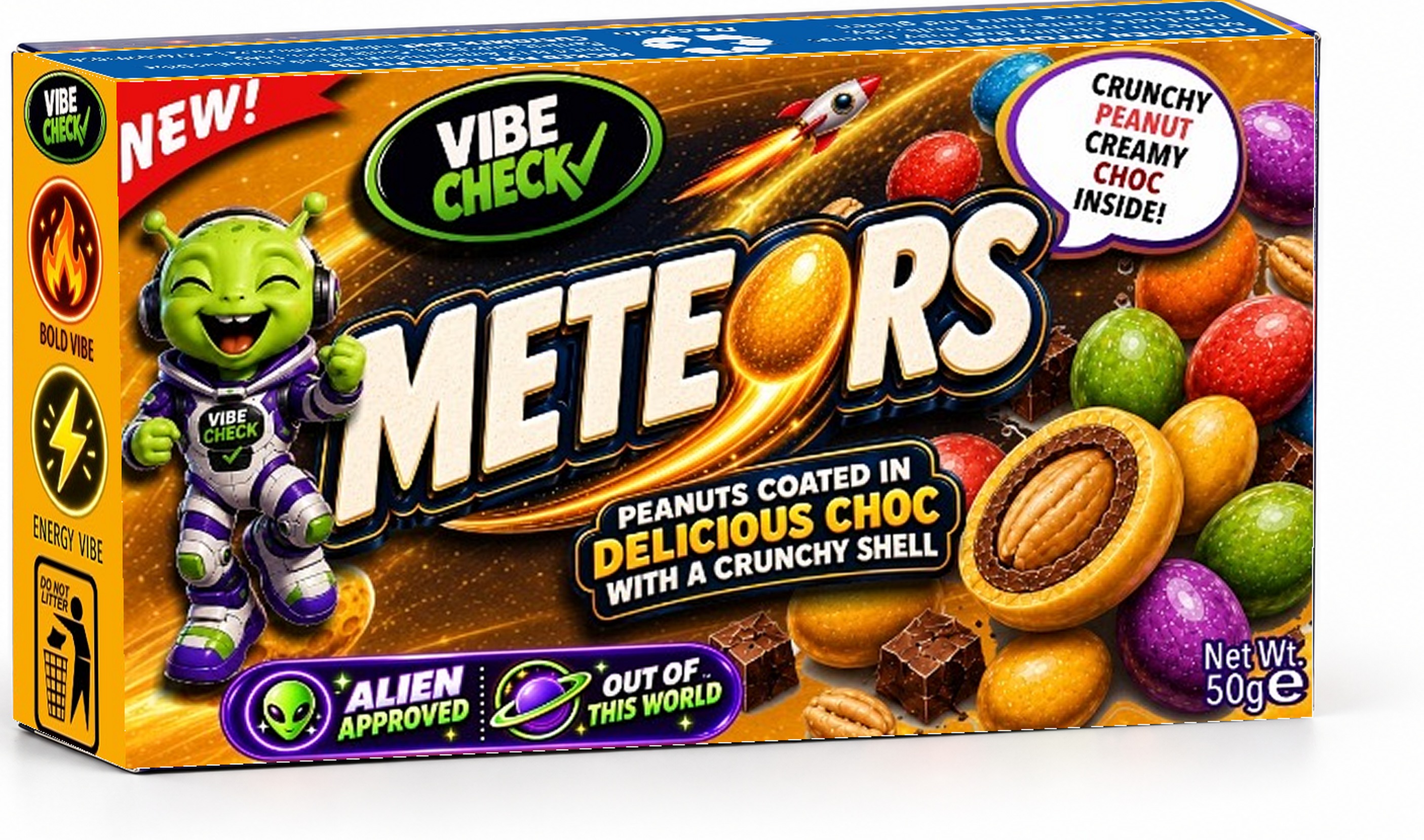 Meteors chocolate-coated peanut retail box
